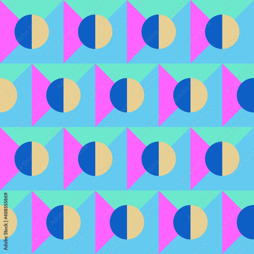 Poster seamless geometric pattern with the image of circles, squares, triangles. vector design for web bann