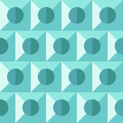 Seamless geometric pattern with the image of circles, squares, triangles. Vector design for web banner, business presentation, brand package, fabric, print, wallpaper, postcard.