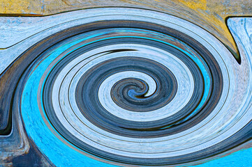 Abstract swirling vertical texture blue and yellow.