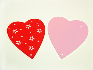 Pink and red hearts on a light background. Valentine's day. 