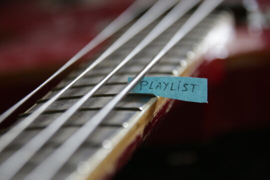 Vintage Bass Guitar Strings, Close Up.