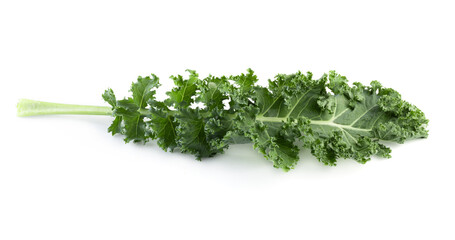 Fresh green leaves of Kale. Green vegetable leaves isolated on a white background.