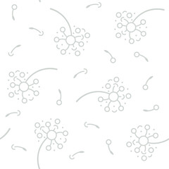 Seamless pattern with dandelion blossoms and seeds