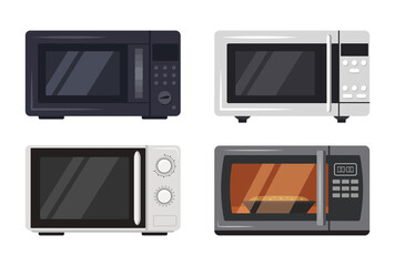 Microwave oven icons set