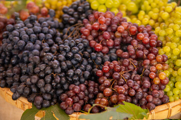 Healthy fruits Red wine grapes background/ dark grapes/ blue grapes/wine grapes  in a supermarket local market bunch of grapes ready to eat