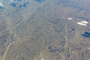 Aerial view of mountains in the western China
