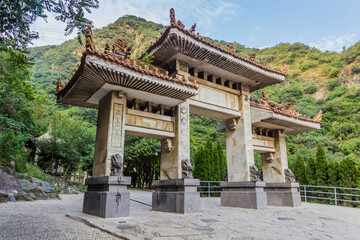 Gate at the start of the path to Hua Shan mountain, China