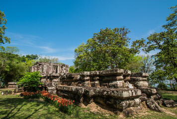 Fototapeta na wymiar Wat Phra That Phu Phek The ancient Khmer stone castle in Sakon Nakhon Province, Thailand