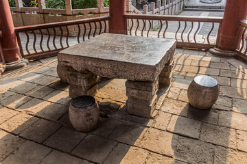 Table at the Phoenix Pavilion of the Great Mosque in Xi'an, China