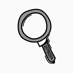 Magnifying glass doodle vector icon. Drawing sketch illustration hand drawn line eps10