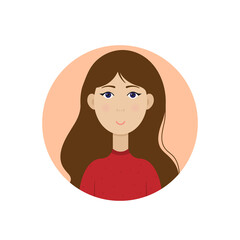 Girl avatar. Flat icon. Vector illustration.