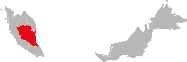 Pahang state isolated on malaysia map. Gray background. Business concepts and backgrounds.