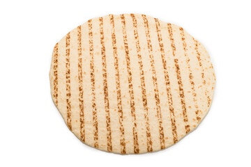 Grilled pitta bread isolated on white background.