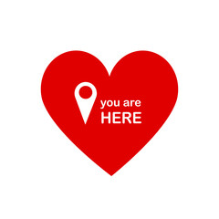 You are here with heart. Love pin