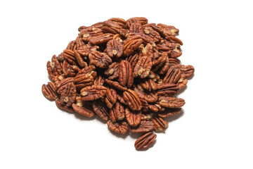 Pecan-nut isolated on white background. Top view.