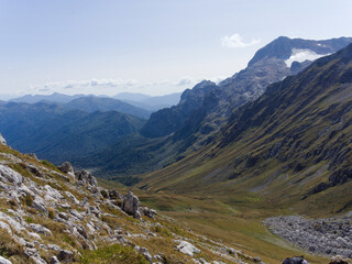 Mountain view of the Fisht-Oshten pass and the surrounding mountains. Republic of Adygea. Russia.