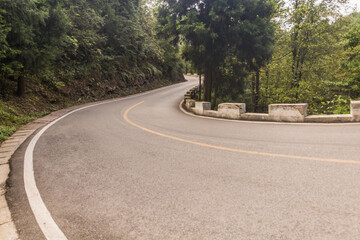 Paved road in Zhangjiajie National Forest Park in Hunan province, China