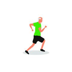 Fototapeta na wymiar elderly man doing sport running on white background