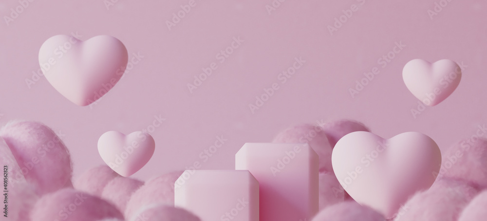 Aufkleber minimal mockup background for product presentation. pink podium with cloud on pink background. clipp