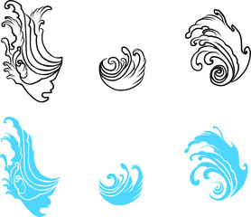 Obraz premium water splash and Japanese wave for tattoo.Japanese wave for tattoo.cloud tattoo ,coloring book japanese style.Traditional Asian tattoo.Tattoo art highly detailed in line art style.