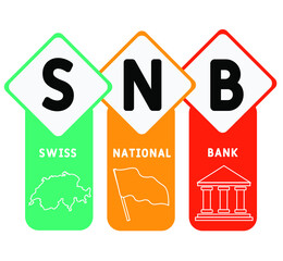 SNB - Swiss National Bank acronym. business concept background.  vector illustration concept with keywords and icons. lettering illustration with icons for web banner, flyer, landing page
