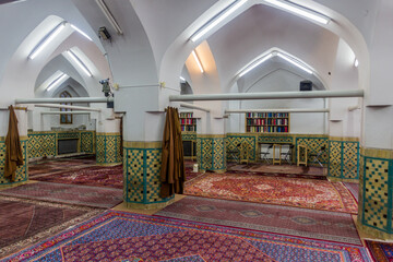 ZANJAN, IRAN - APRIL 13, 2018: Interior of Jameh (also Seyyed or Sultani) Mosque in Zanjan, Iran