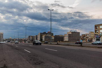 ZANJAN, IRAN - APRIL 13, 2018: Road in suburbs of Zanjan, Iran