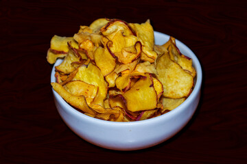 sweet potato chips in a bowl