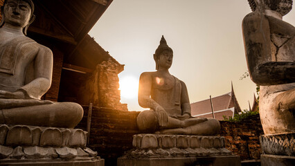 The old and faithful meditation Buddha was revered by the people. Which is the mental refuge of the...
