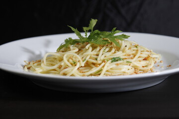 Massa bolonhesa dos espaguetes com molho de tomate, filé de carne, filé frango, vegetais, legumes e carne triturada.