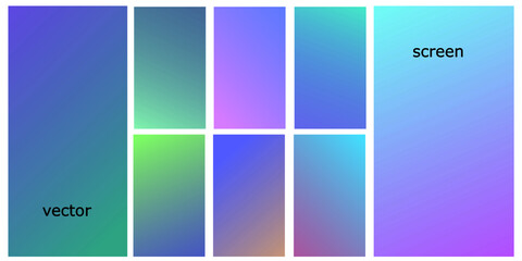 Fototapeta premium Abstract colorful blurred vector background set. Website UI design or presentation background. Multicolor soft smooth gradients. Creative minimalist trendy cold colors designs