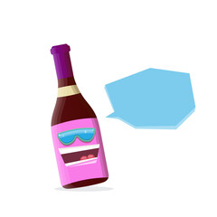vector funny cartoon red wine bottle character with sunglasses isolated on white background. funky smiling glass wine bottle character design template for wine menu or wine map.
