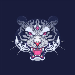 siberian white tiger head artwork illustration