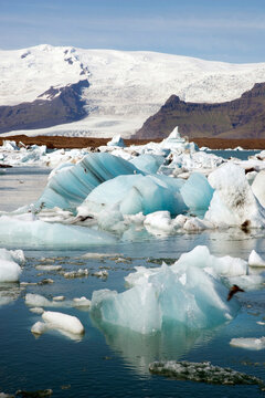 Jokulsarlon, a large glacial lake in the southern part of Vatnajokull National Park, Iceland.