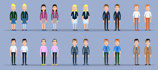 A group of young guys and girls in different poses. For your animation projects and motion graphics.