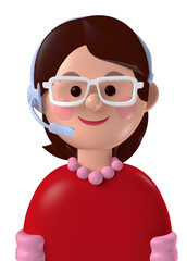 Cartoon character 3d avatar caucasian female client service person