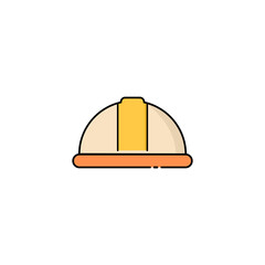 Engineer helmet isolated icon on white background. Vector illustration in flat cartoon design. Engineer cap. 