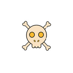 Fototapeta premium Skull isolated icon on white background. Vector illustration in flat cartoon design. 