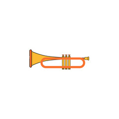 trumpet isolated on white background. Vector illustration in flat cartoon design. 
