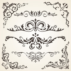 Calligraphic design elements and page decoration. set to embellish your layout