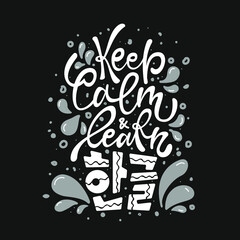 Keep calm and learn hangeul hand drawn lettering. Vector phrase for posters, cards and other prints.