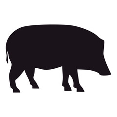 Wild boar silhouette, icon. Vector illustration on a white background.