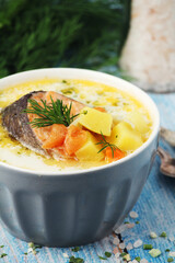 Scandinavian fish soup in a bowl