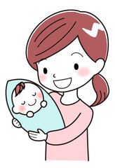 抱っこする女性　母親