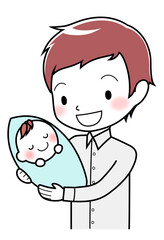 赤ちゃんを抱っこする男性　父親