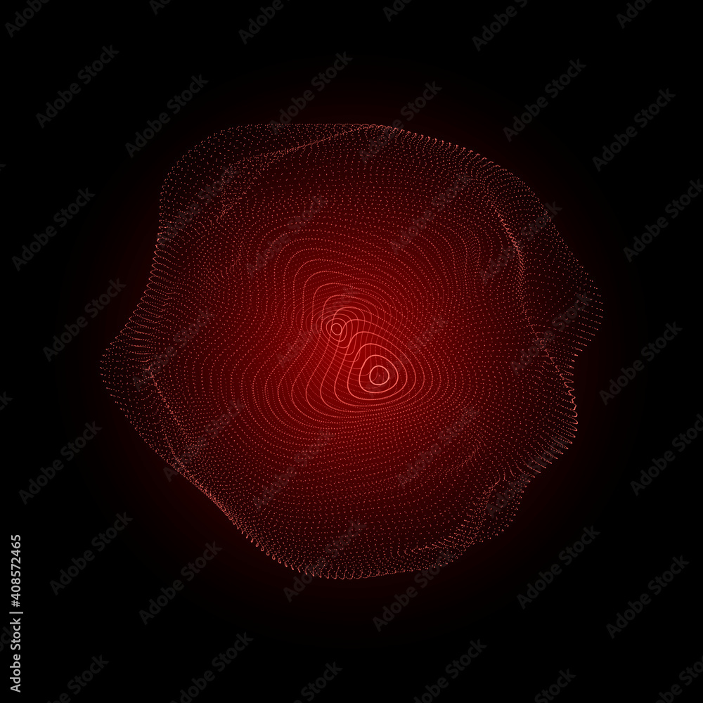 Poster red sphere consisting of particles. modern wireframe elements. technology grid sphere. vector illust