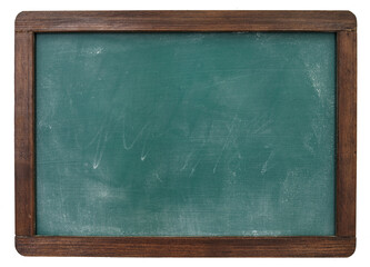 Green color chalkboard with wooden frame