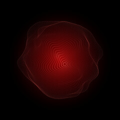 Red sphere consisting of particles. Modern wireframe elements. Technology grid sphere. Vector illustration.