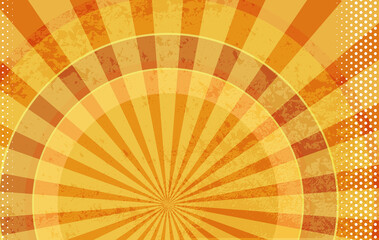 Background with Bright Sun Effect. Comic Book Orange Grunge. Illustration Halftone Dots