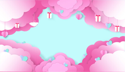 Vector symbols paper art of love for Happy Women's, Mother's, Valentines Day, birthday greeting card design. And space for your messages